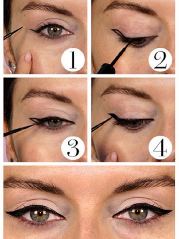 Step by step cat eyeliner. (Foto: Glamour.com)