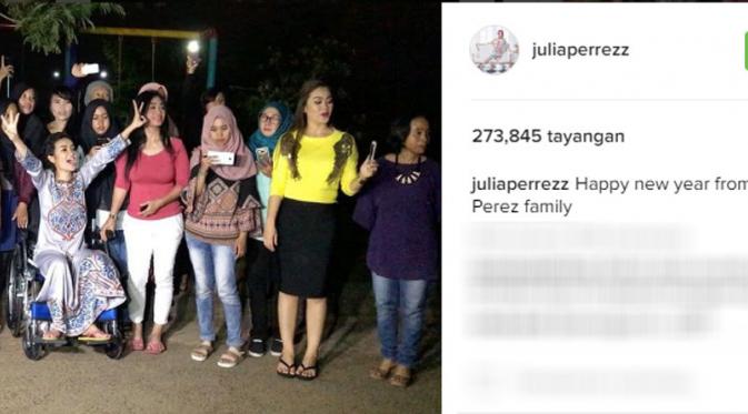 Julia Perez bahagia menyaksikan kembang api bersama keluarga (Foto:Instagram)