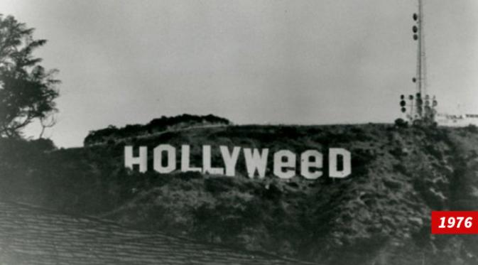 Lambang ikonik Hollywood yang berubah menjadi Hollywed pada 1 Januari 1976. (Foto: TMZ)
