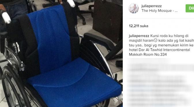 Julia Perez kehilangan kursi roda (Foto: Instagram)