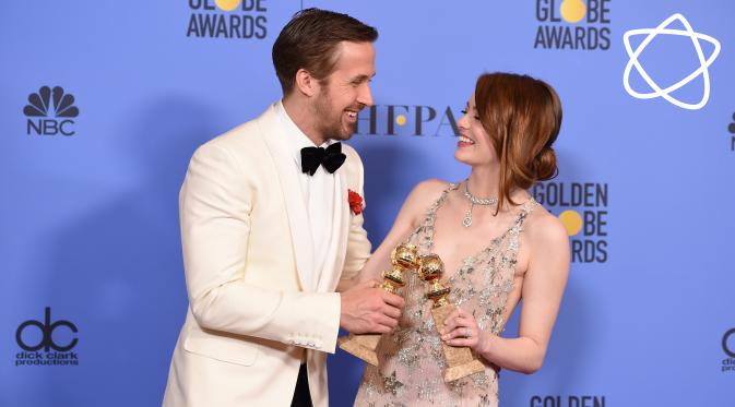 Ryan Gosling dan Emma Stone di Golden Globes 2017. (AFP/Bintang.com)