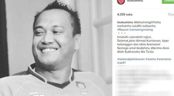 Teuku Wisnu kehilangan kiper Arema, Achmad Kurniawan (Foto: Instagram)