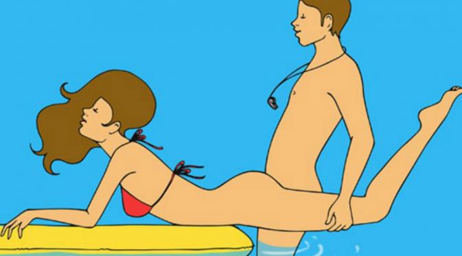 Posisi seks seru di kolam renang 'The Randy Raft' (sumber: Cosmopolitan)