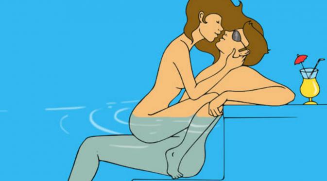 Posisi seks seru di kolam renang 'The Hot Tub Hug' (sumber: Cosmopolitan)