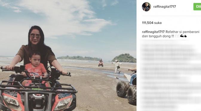Nagita Slavina ajak anak keliling pantai (Foto: Instagram)