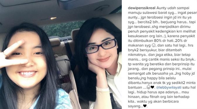 Dewi Perssik unggah kebersamaannya dengan salah satu ponakan (Foto: Instagram)