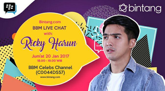Even BBM Live Chat bersama Ricky Harun akan digelar pada Jumat, 20 Januari 2017 pukul 18.00 sampai 19.00 WIB. (Ibang/Bintang.com)