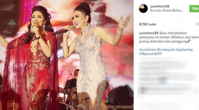 Yuni Shara senang bisa satu panggung dengan Krisdayanti (Foto: Instagram)