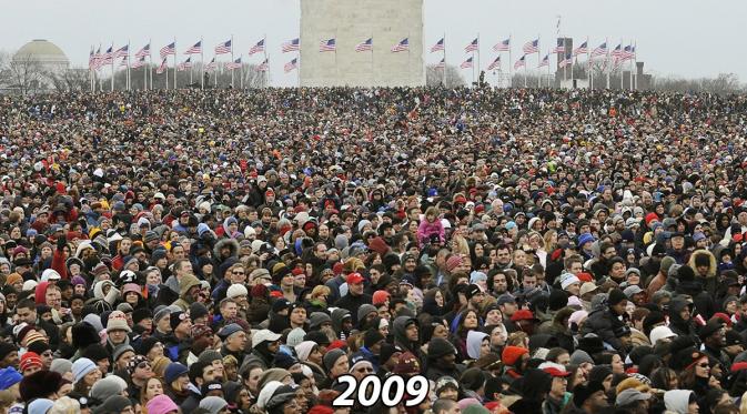 Kerumunan pelantikan Barack Obama pada 2009 (Twitter/Mark Sundstrom)