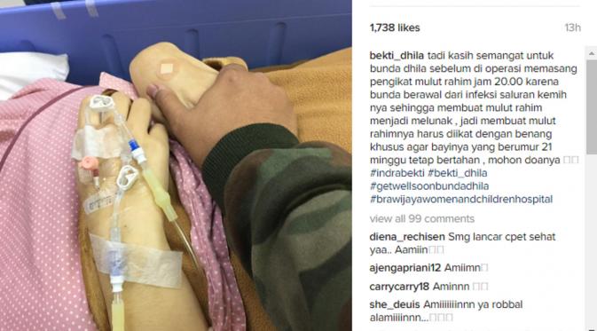 Indra Bekti setia mendampingi istri yang akan menjalani operasi. (Instagram/bekti_dhila)