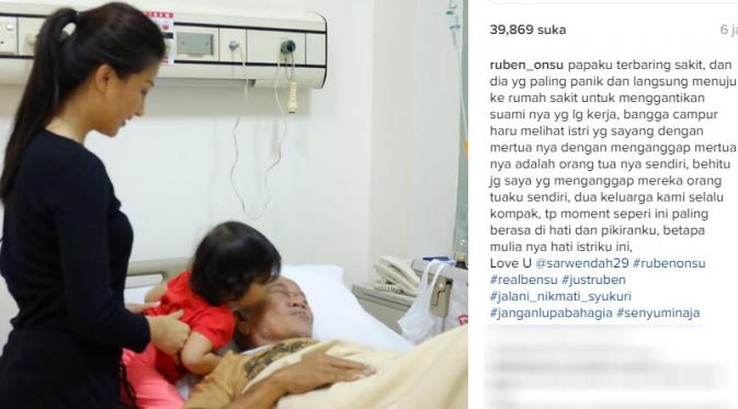 Ruben Onsu belum sempat jenguk ayahnya, Sarwendah Tan gantikan peran sang suami (Foto: Instagram)