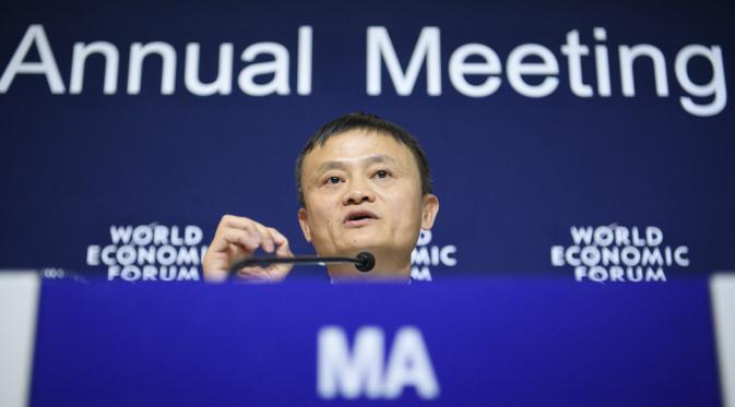 Jack Ma dalam pertemuan tahunan World Economic Forum yang digelar di Davos, Swiss (18/1/2017) (AP)