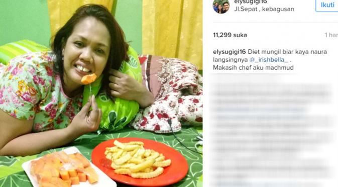 Elly Sugigi berusaha menguruskan berat badan dengan mengonsumsi pepaya (Foto: Instagram)