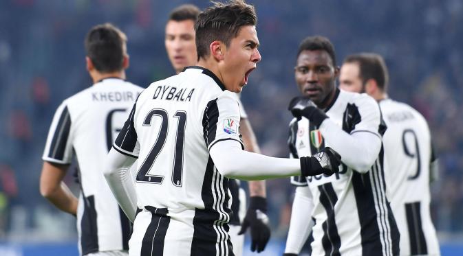 Paulo Dybala menjadi sosok penting di balik kemenangan Juventus atas AC Milan pada perempat final Coppa Italia 2016/2017. (Alessandro Di Marco/ANSA via AP)