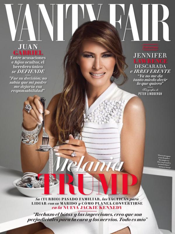 Melania Trump dalam sampul majalah Vanity Fair Meksiko edisi Februari 2017. (Foto: Twitter)