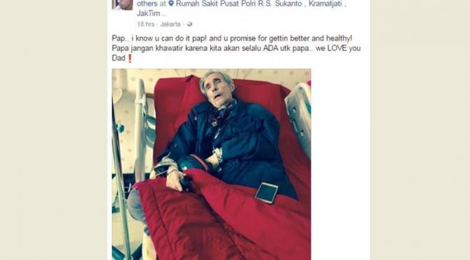 Rudy Wowor terbaring lemah di RS Polri Kramatjati. (foto: facebook/Michael Wowor)