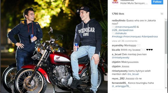 Pembalap Repsol Honda Marc Marquez dan Dani Pedrosa (Instagram Red Bull)