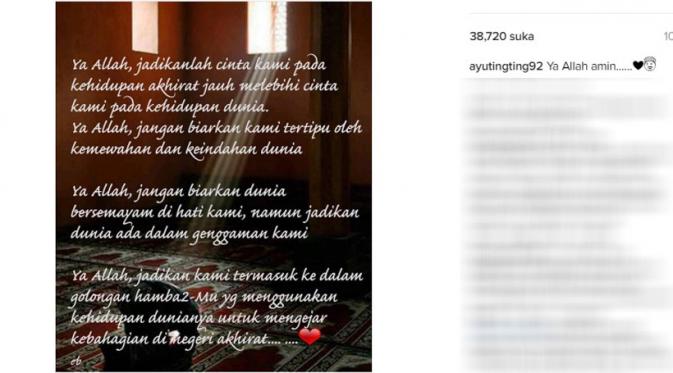 Ini doa Ayu Ting Ting (Foto: Instagram)