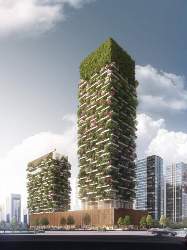 Akan ada dua menara yang akan dijadikan hutan vertikal. (Via: boredpanda.com)