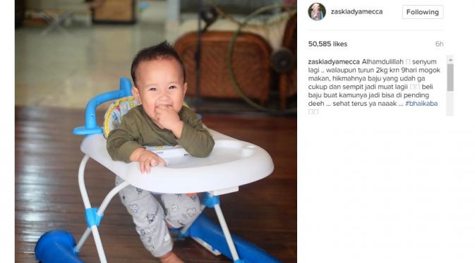 Zaskia Mecca senang anaknya sudah sembuh (Foto: Instagram)