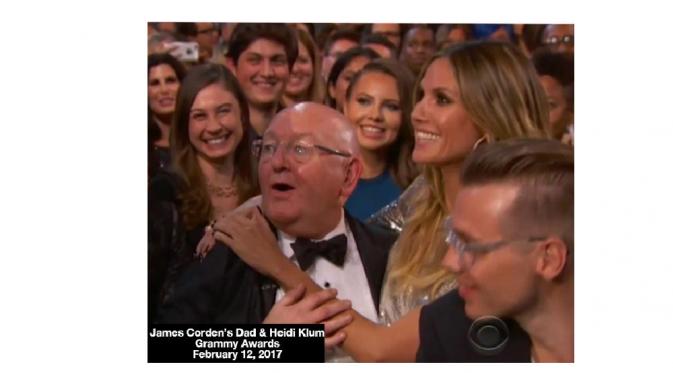 Malcolm Corden, ayah James Corden gandeng Heidi Klum di Grammy Awards 2017