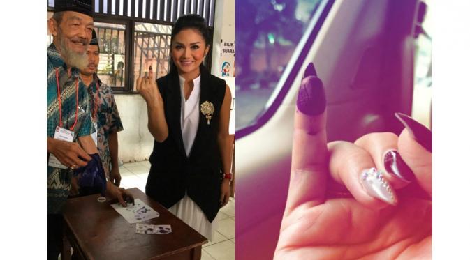 Krisdayanti gunakan hak pilihnya di Pilkada DKI 2017.