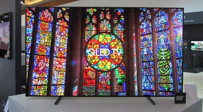 QLED TV Samsung dengan teknologi Quantum dots. (Liputan6.com/Agustinus Mario Damar)