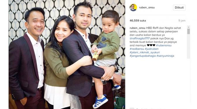 Ruben Onsu ucapkan ultah kepada Raffi Ahmad dan Nagita Slavina (Foto: Instagram)
