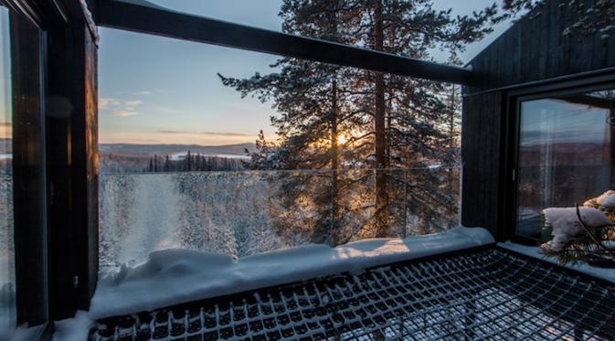 7th Room Treehotel, tempat melihat pemandangan bintang-bintang terbaik di Swedia. Sumber: mymodernmet.com.