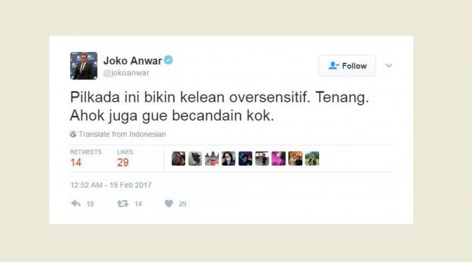 Joko Anwar membela diri saat mulai menjadi bulan-bulanan netizen. [foto: twitter/jokoanwar]