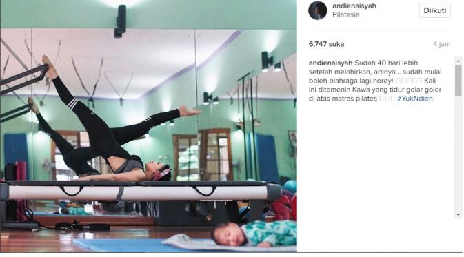 Andien ajak anak pilates (Foto: Instagram)