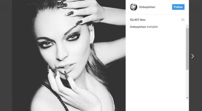 Lindsay Lohan ucap kalimat Islam melalui Instagram pribadinya. [foto: instagram/lindsaylohan]