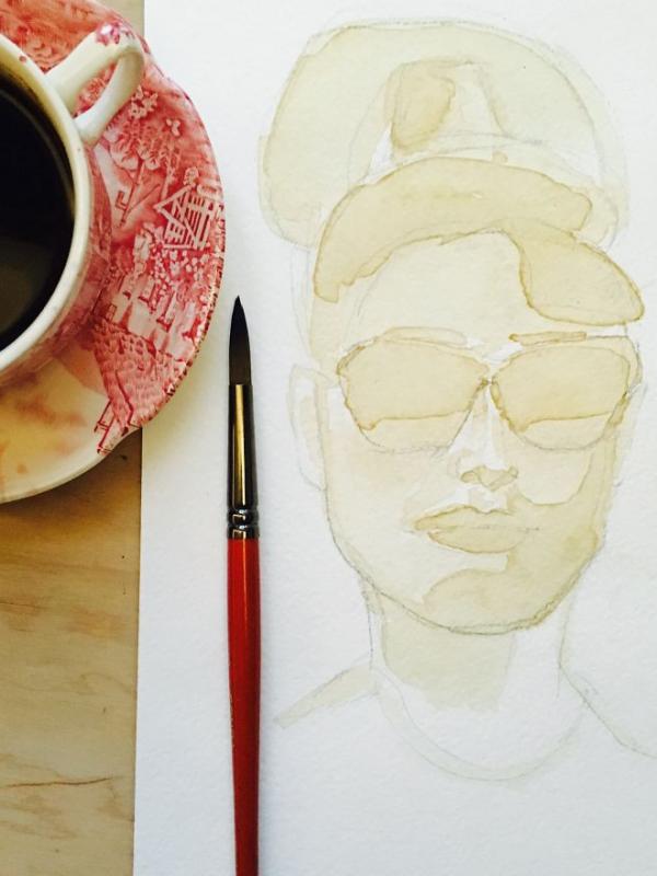 Audrey Herpburn dalam lukisan kopi. (Via: boredpanda.com)