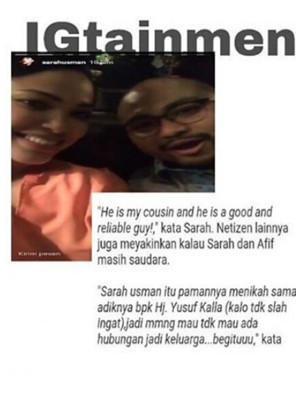 Klarifikasi Sarah Husman terkait videonya bersama Afie Kalla yang merupakan calon suami Laudya Cynthia Bella. (Instagram/igtainment)
