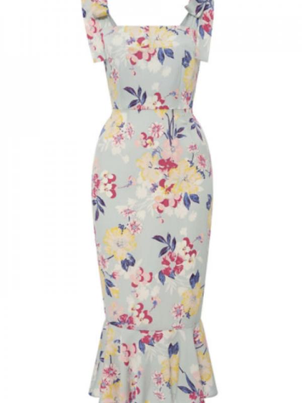 Piamita Lisa Floral Ruffle Midi Dress | via: elle.com