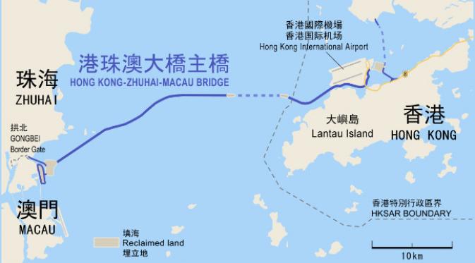Peta jembatan Hong Kong-Zhuhai-Makau. (Sumber Wikimedia)