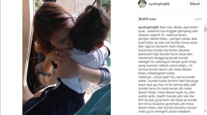 Ayu Ting Ting curhat soal hidup pada anaknya (Foto: Instagram)