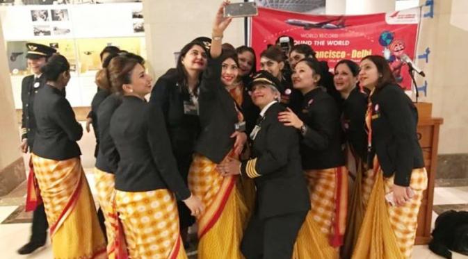 Semua awak dalam penerbangan maskapai India ini adalah perempuan (Twitter/San Francisco Airport)