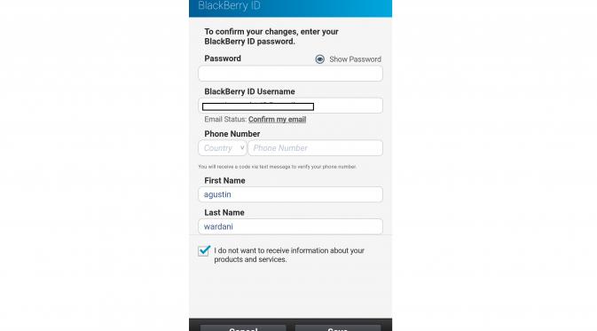 Pengguna lama bisa log in ke BBM pakai nomor telepon (Liputan6.com/ Agustin Setyo W)