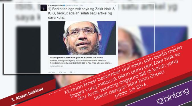 Untaian Maaf Ernest Prakasa Usai Sebut Zakir Naik Danai ISIS. (Foto: Twitter/ernestprakasa, Desain: Nurman Abdul Hakim/Bintang.com)