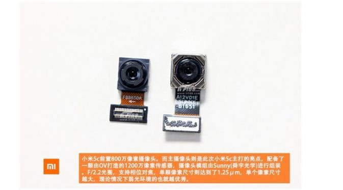 Dua kamera Xiaomi Mi 5c, kamera utama dan kamera selfie (Sumber: Gizmochina)