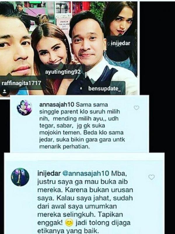 Jessica Iskandar komentari hubungan Ayu Ting Ting dan Raffi Ahmad. (Instagram/kuntoajie_