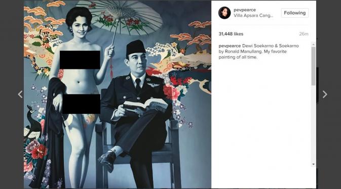 Pevita Pearce mengundang kontroversi publik karena mengunggah karya seni ini. [foto: instagram/pevpearce]