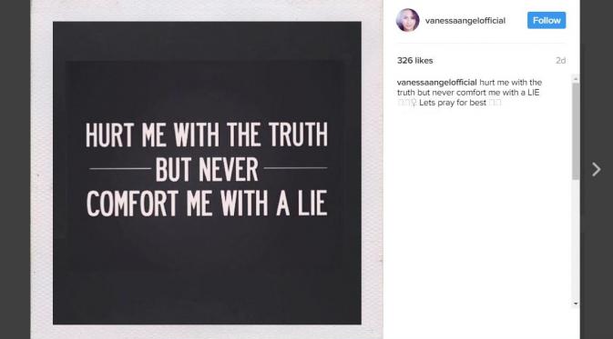 Vanessa Angel ungkap pernyataan soal kejujuran, sindir Didi Mahardika? [foto: instagram/vanessaangelofficial]