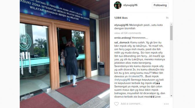 Elly Sugigi datangi Pengadilan Agama Jakarta Selatan, Selasa (21/3/2017)