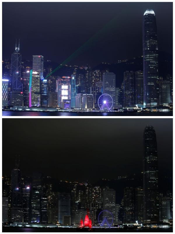 Hong Kong saat Earth Hour. (Bobby Yip/Reuters)