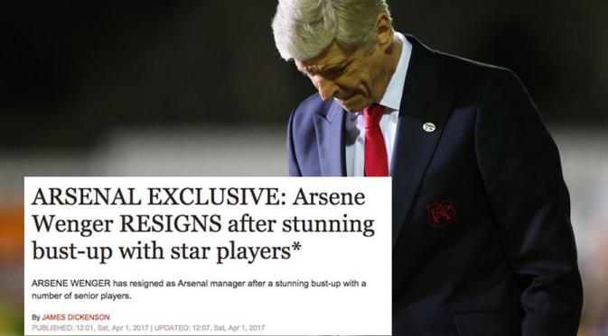 Media menyebarkan pemberitaan palsu mengenai masa depan Arsene Wenger untuk memeriahkan April Mop. (The Express). 