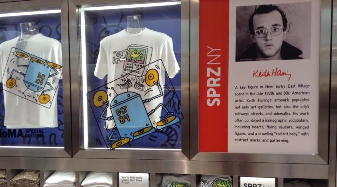 karya Keith Haring menghiasi T-Shirt SPRZ New York.  (Foto: Telni R)