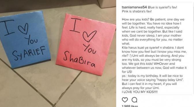 Curahan hati Tsania Marwa (Instagram/@tsaniamarwa54)