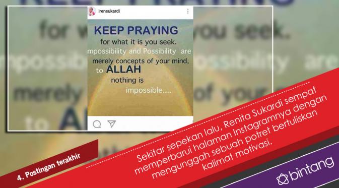 5 Fakta Seputar Meninggalnya Renita Sukardi. (Foto: Instagram/irensukardi, Desain: Nurman Abdul Hakim/Bintang.com)